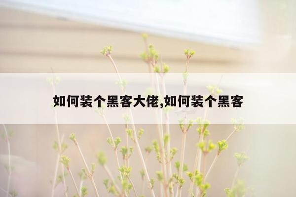 如何装个黑客大佬,如何装个黑客