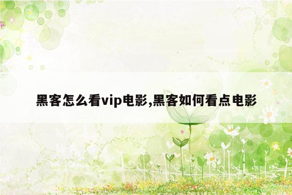 黑客怎么看vip电影,黑客如何看点电影