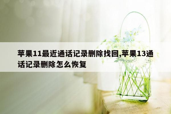 苹果11最近通话记录删除找回,苹果13通话记录删除怎么恢复