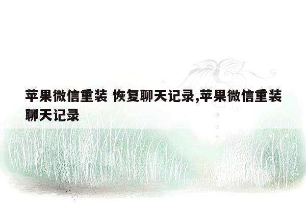 苹果微信重装 恢复聊天记录,苹果微信重装聊天记录