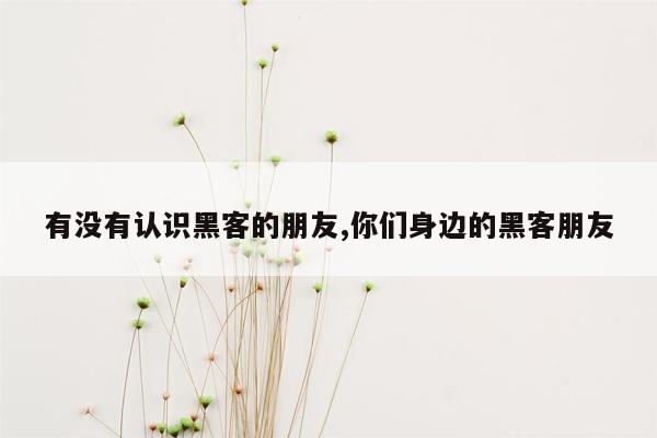 有没有认识黑客的朋友,你们身边的黑客朋友