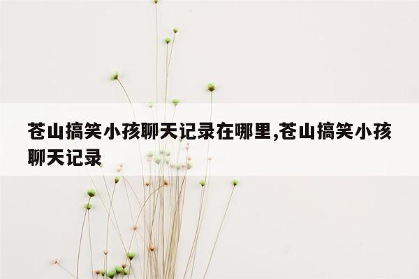 苍山搞笑小孩聊天记录在哪里,苍山搞笑小孩聊天记录