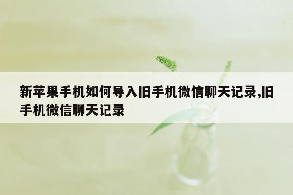 新苹果手机如何导入旧手机微信聊天记录,旧手机微信聊天记录