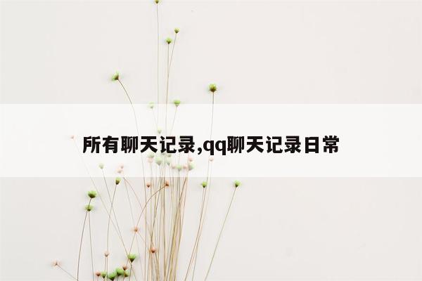 所有聊天记录,qq聊天记录日常