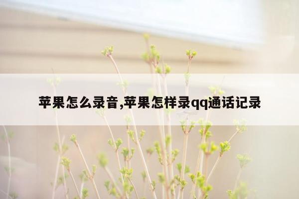 苹果怎么录音,苹果怎样录qq通话记录