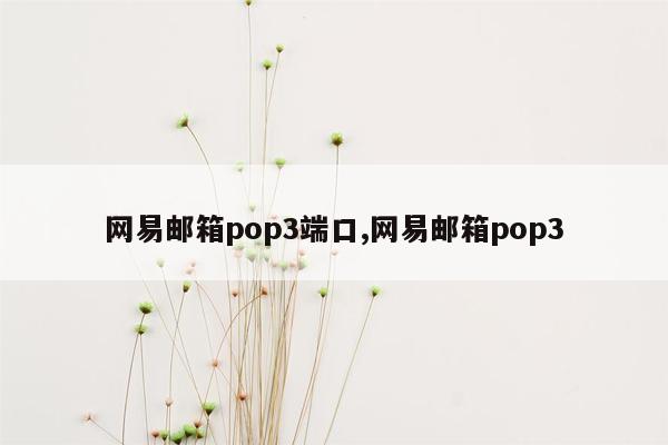 网易邮箱pop3端口,网易邮箱pop3