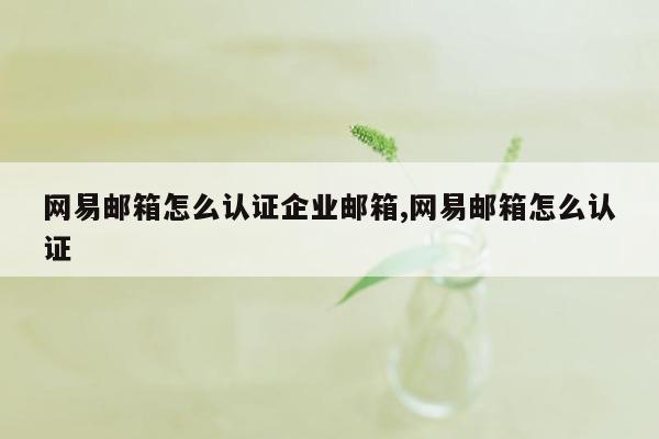 网易邮箱怎么认证企业邮箱,网易邮箱怎么认证