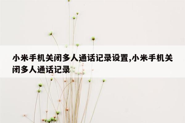 小米手机关闭多人通话记录设置,小米手机关闭多人通话记录