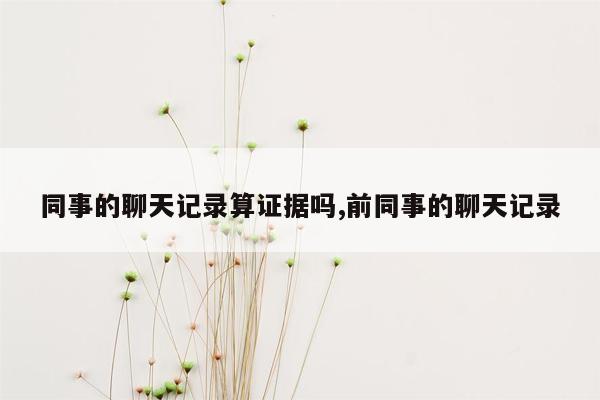 同事的聊天记录算证据吗,前同事的聊天记录