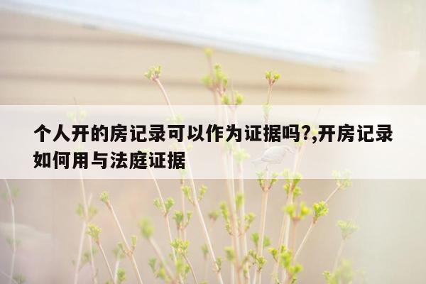 个人开的房记录可以作为证据吗?,开房记录如何用与法庭证据