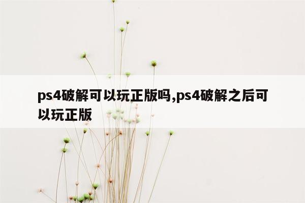 ps4破解可以玩正版吗,ps4破解之后可以玩正版