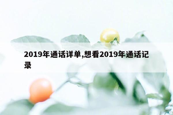 2019年通话详单,想看2019年通话记录