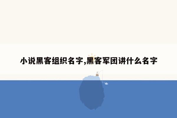 小说黑客组织名字,黑客军团讲什么名字