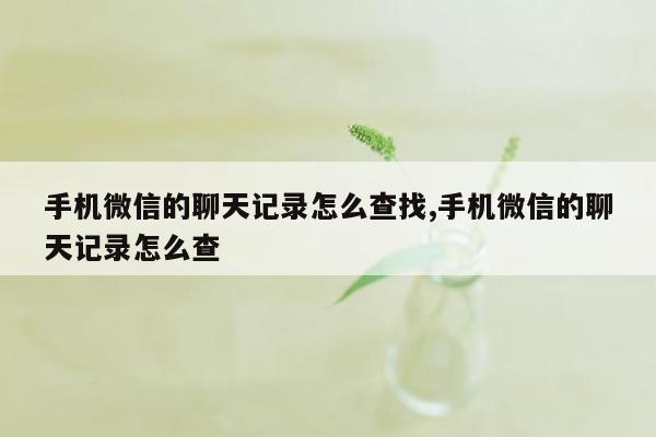 手机微信的聊天记录怎么查找,手机微信的聊天记录怎么查