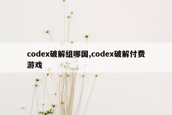 codex破解组哪国,codex破解付费游戏