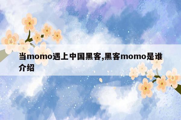 当momo遇上中国黑客,黑客momo是谁介绍
