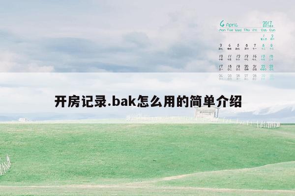 开房记录.bak怎么用的简单介绍