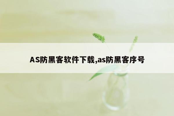 AS防黑客软件下载,as防黑客序号