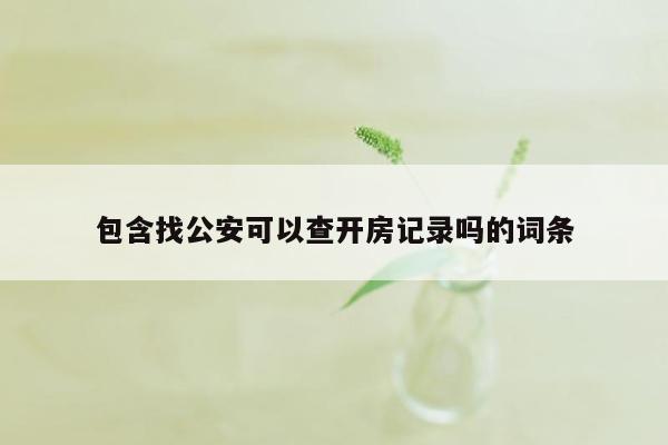 包含找公安可以查开房记录吗的词条