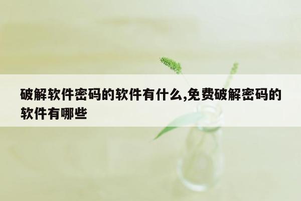 破解软件密码的软件有什么,免费破解密码的软件有哪些