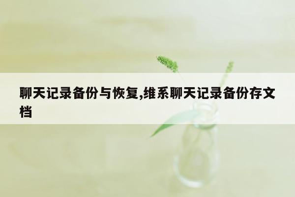 聊天记录备份与恢复,维系聊天记录备份存文档