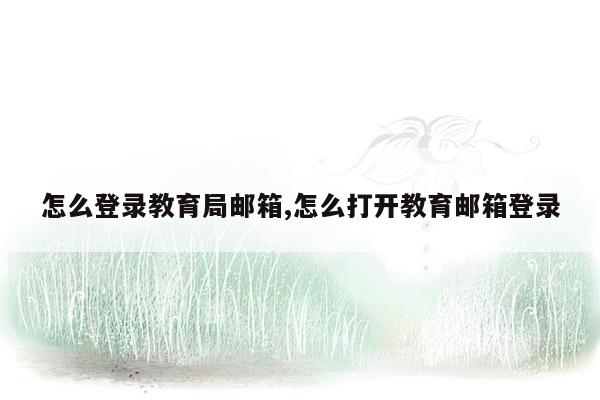 怎么登录教育局邮箱,怎么打开教育邮箱登录