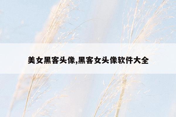美女黑客头像,黑客女头像软件大全