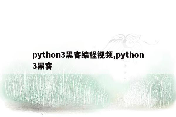 python3黑客编程视频,python3黑客