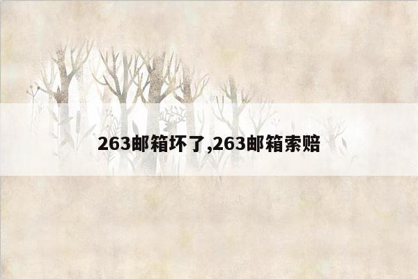 263邮箱坏了,263邮箱索赔