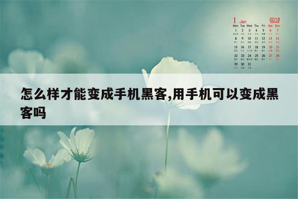 怎么样才能变成手机黑客,用手机可以变成黑客吗