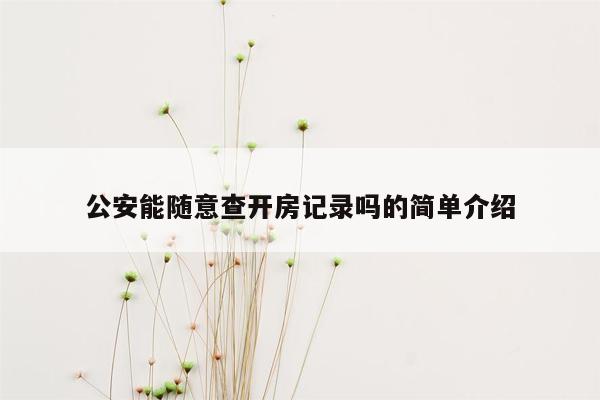 公安能随意查开房记录吗的简单介绍