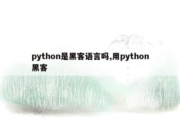 python是黑客语言吗,用python黑客