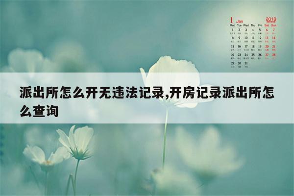 派出所怎么开无违法记录,开房记录派出所怎么查询