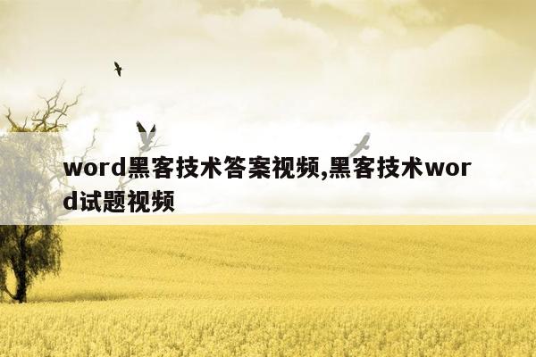 word黑客技术答案视频,黑客技术word试题视频