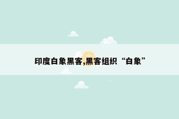 印度白象黑客,黑客组织“白象”