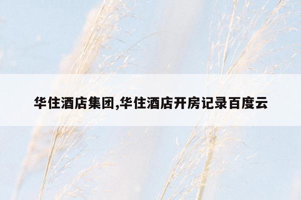 华住酒店集团,华住酒店开房记录百度云