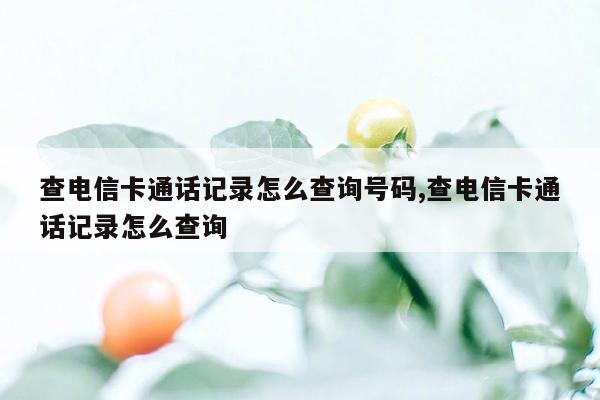 查电信卡通话记录怎么查询号码,查电信卡通话记录怎么查询