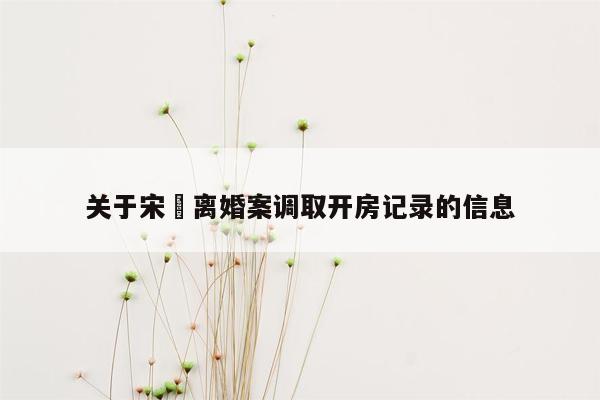 关于宋喆离婚案调取开房记录的信息