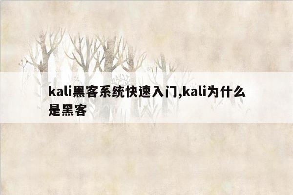 kali黑客系统快速入门,kali为什么是黑客