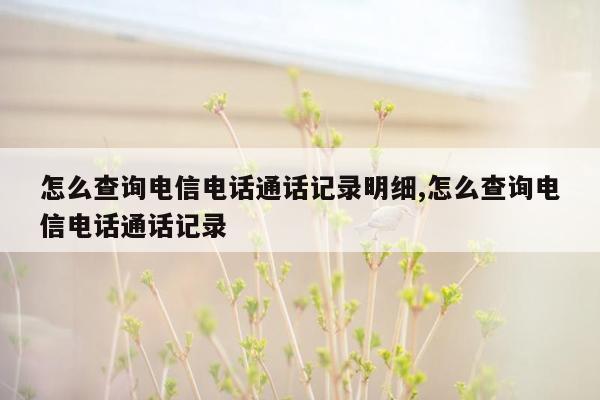 怎么查询电信电话通话记录明细,怎么查询电信电话通话记录