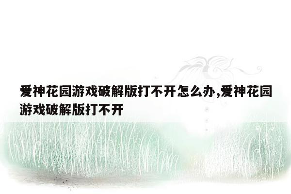 爱神花园游戏破解版打不开怎么办,爱神花园游戏破解版打不开