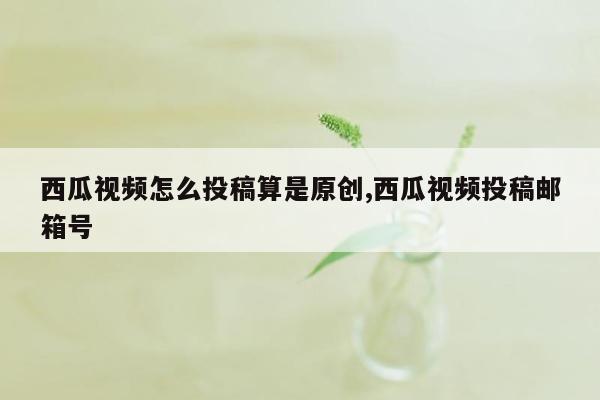 西瓜视频怎么投稿算是原创,西瓜视频投稿邮箱号