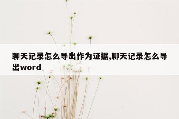 聊天记录怎么导出作为证据,聊天记录怎么导出word