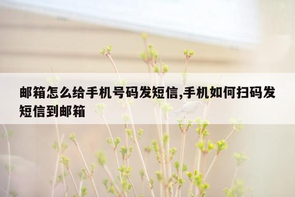 邮箱怎么给手机号码发短信,手机如何扫码发短信到邮箱