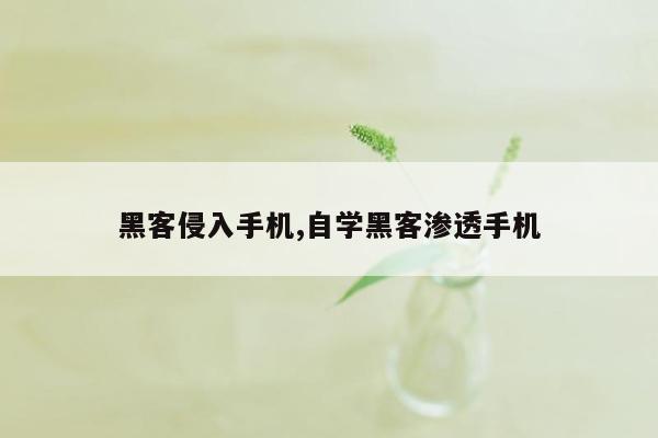 黑客侵入手机,自学黑客渗透手机