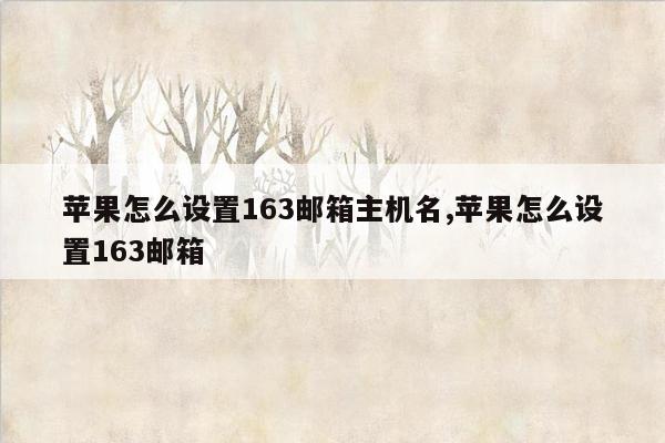 苹果怎么设置163邮箱主机名,苹果怎么设置163邮箱