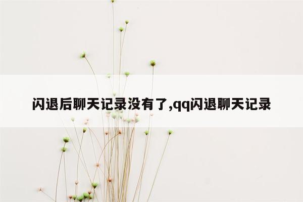 闪退后聊天记录没有了,qq闪退聊天记录