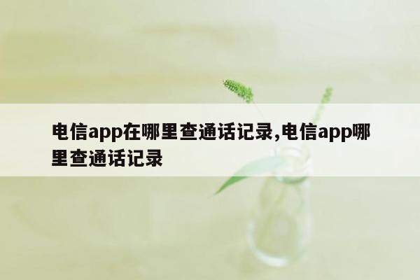 电信app在哪里查通话记录,电信app哪里查通话记录