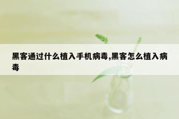 黑客通过什么植入手机病毒,黑客怎么植入病毒