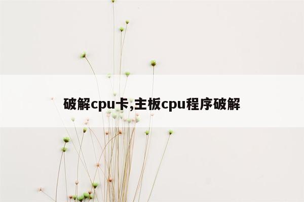 破解cpu卡,主板cpu程序破解